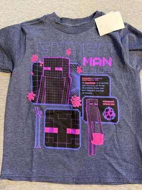 Minecraft Enderman Distortion Clash Graphic Youth Navy Heather T-Shirt